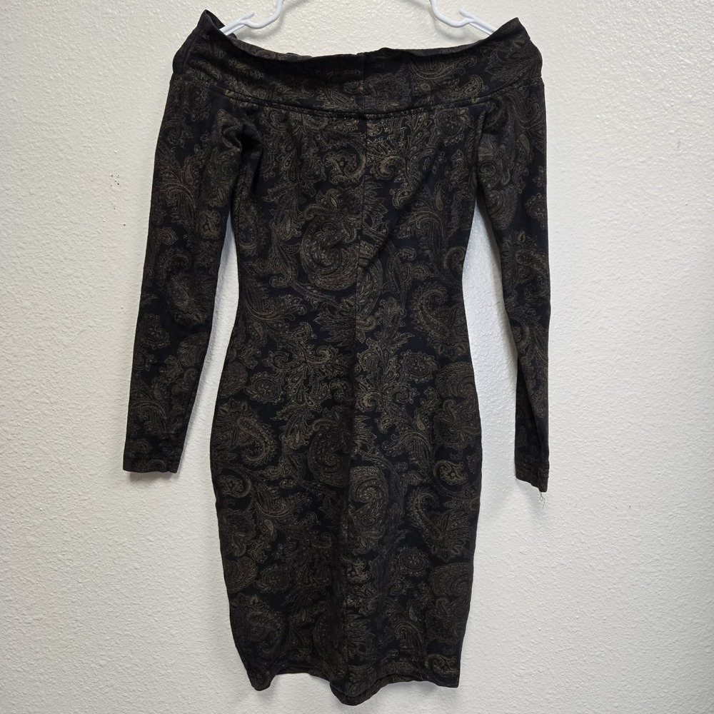 Vintage Contempo Casuals‎ 80s Mini Dress Size S Off Shoulder Body Con Paisly